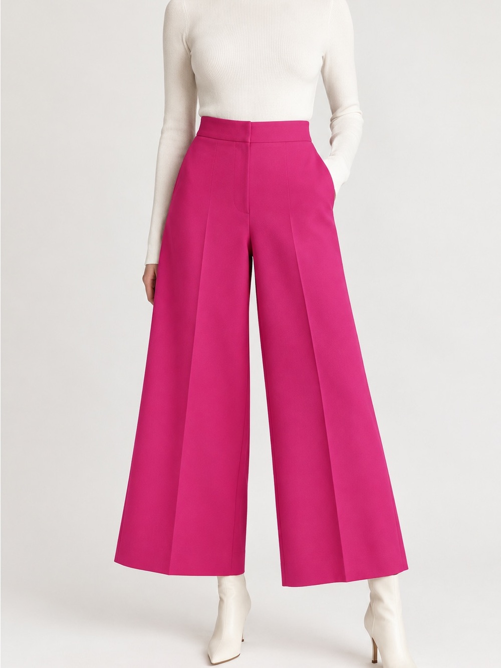 Zara Fuchsia High Waist Wide Leg Culotte Pants S